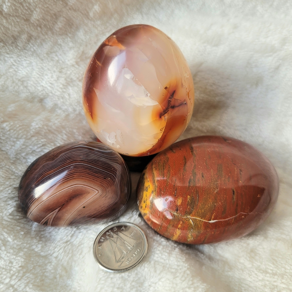 Set of Three Polished Stone Eggs